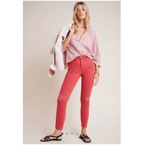 Anthropologie Pilcro High-Rise Slim Size 26 faded red distressed Anthro Stretch